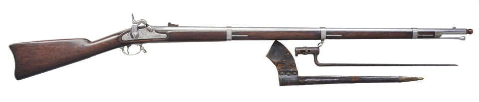 1863 DATED SAVAGE MODEL 1861 RIFLE MUSKET WITH BAYONET & SCABBARD.