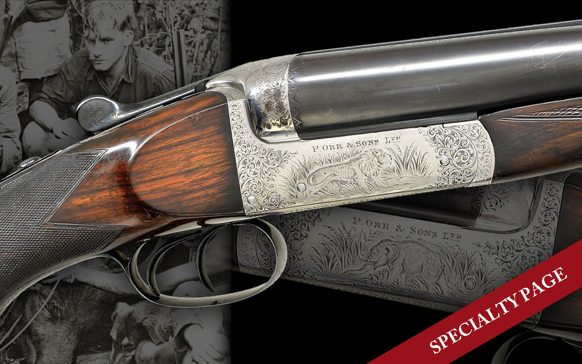 .577 NITRO BOXLOCK DOUBLE RIFLE MADE BY JOHN HARPER & RETAILED BY P. ORR OF INDIA, ONCE BELONGING TO NOTED KENYA PROFESSIONAL HUNTER BRYAN COLEMAN W/ PROVENANCE & CASE.