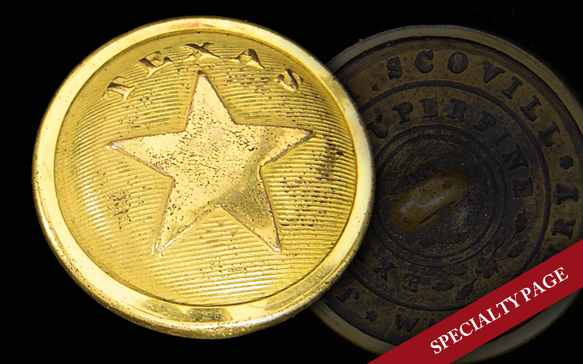 EARLY REPUBLIC OF TEXAS STAFF OFFICER’S BUTTON.
