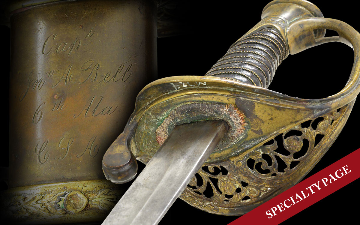 INSCRIBED BOYLE & GAMBLE FOOT OFFICER SWORD ATTRIBUTED TO CAPT. THOMAS H. BELL. KILLED AT BATTLE OF SEVEN PINES
