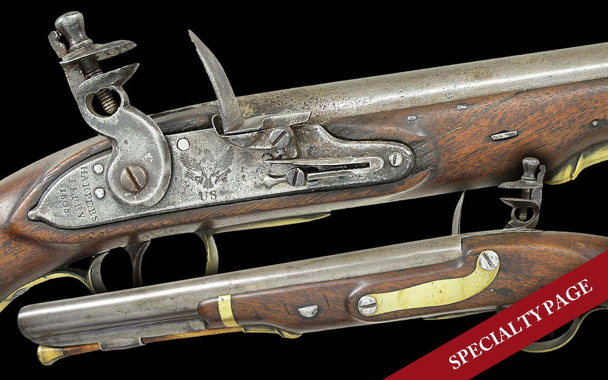 RARE M1805 HARPERS FERRY FLINTLOCK PISTOL DATED 1808 AND NUMBERED 1770