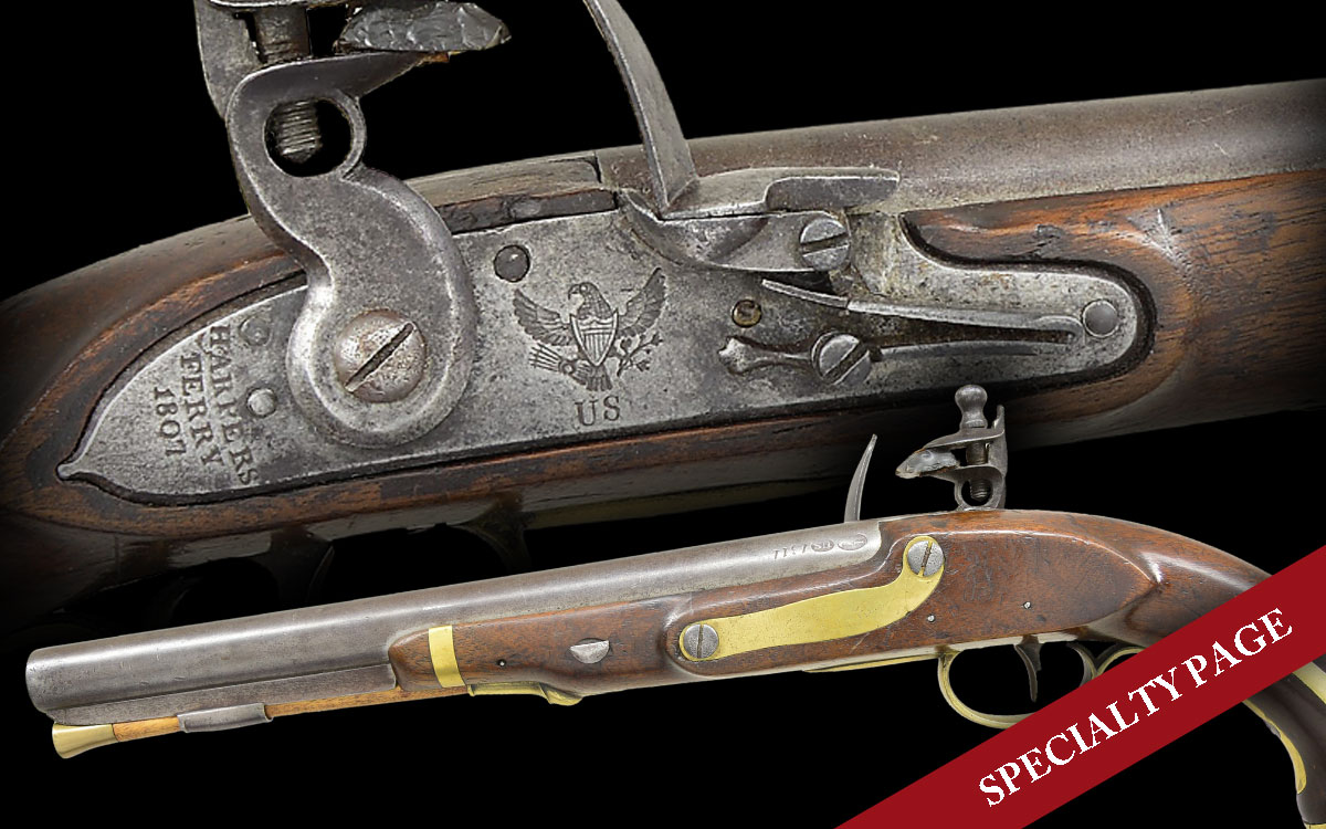 RARE M1805 HARPERS FERRY FLINTLOCK PISTOL DATED 1807 AND NUMBERED 1311