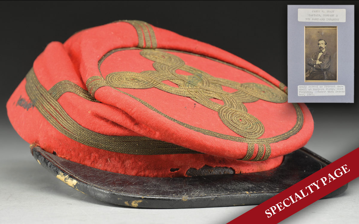 FINE IDENTIFIED RED CHASSEUR’S CAP AND ARCHIVE, 9TH MARYLAND INFANTRY
