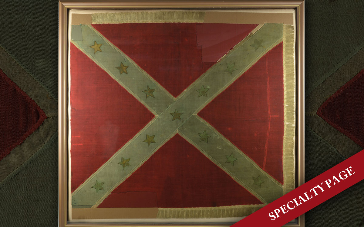 CONFEDERATE BATTLEFLAG OF GENERAL JOHN TYLER MORGAN CAPTURED AT BATTLE OF FAIR GARDEN, TENNESSEE JANUARY 27, 1864 BY INDIANA CAVALRY UNDER GENERAL MCCOOK
