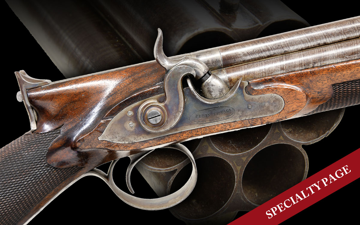 GOOD CONDITION & QUALITY 7 BARREL PERCUSSION VOLLEY GUN BY PERIN LEPAGE