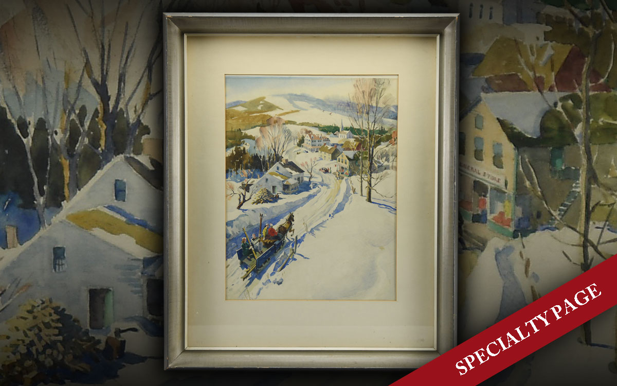 ATTRIBUTED TO PAUL STARRETT SAMPLE (American 1896-1974) SKIING SCENE