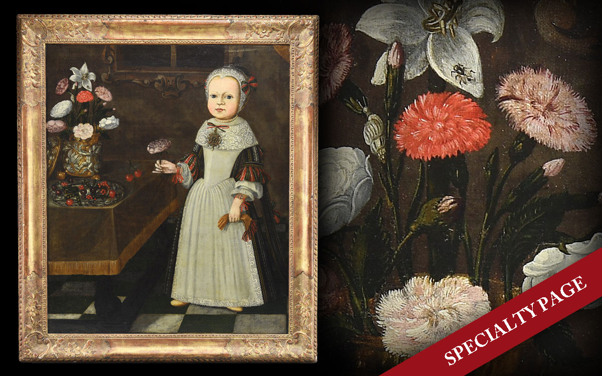 FRANZ GEBHARD STOLBERG IN COLLABORATION WITH RENOWNED ARTIST, GEORG FLEGL (German, 17th Century) PORTRAIT OF YOUNG GIRL IN RENAISSANCE ATTIRE