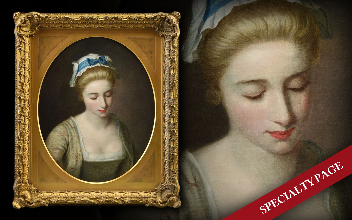 HENRY R. MORLAND (English, 1719?-1797) PORTRAIT OF A YOUNG WOMAN