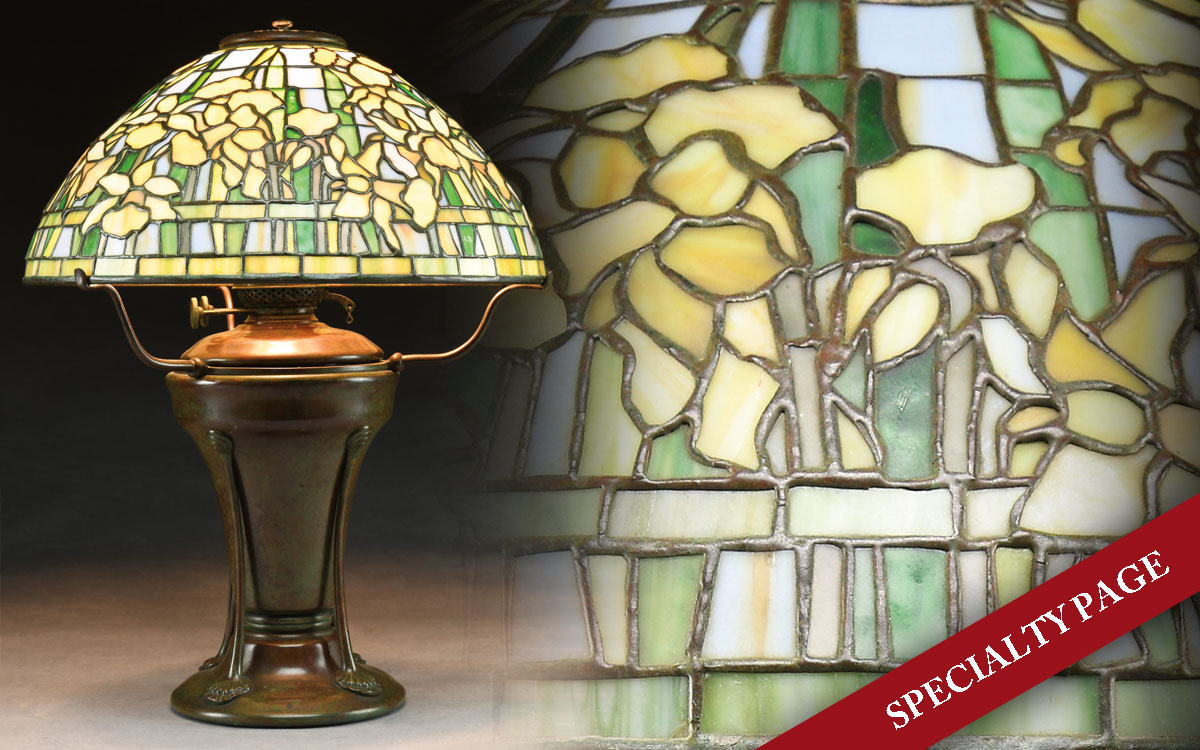 TIFFANY STUDIOS LEADED DAFFODIL TABLE LAMP