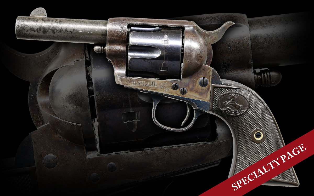 LOT 4214 – VERY RARE NEW ORLEANS SHIPPED BLACK POWDER FRAME 3 1/2″ SHERIFF’S MODEL SAA REVOLVER IN 41 COLT WITH FACTORY LETTER