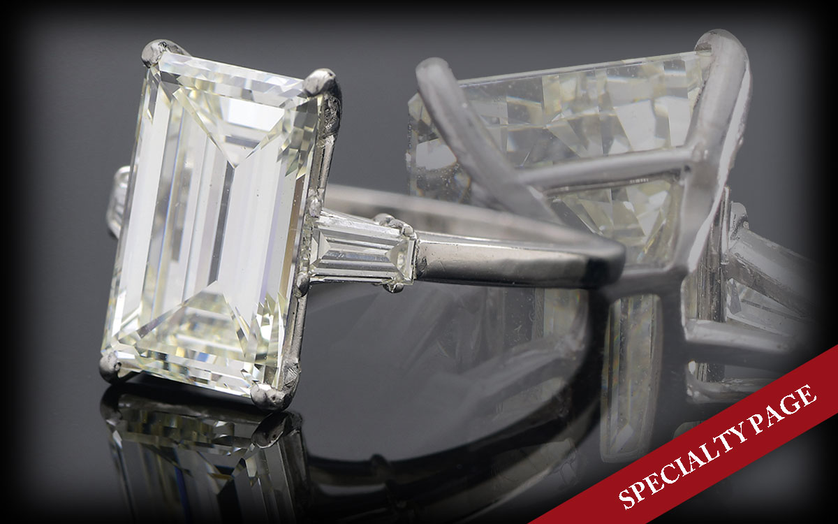 MAGNIFICENT 6.11CT EMERALD CUT DIAMOND RING IN PLATINUM