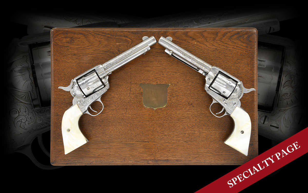 CONSECUTIVELY NUMBERED COLT 1st GEN. ENGRAVED SAA CASED PAIR REVOLVERS