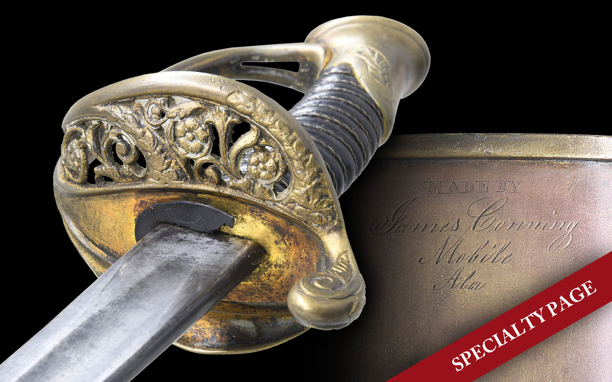 FINE CONFEDERATE INSCRIBED CONNING FOOT OFFICER SWORD TO LT. AMERICUS REID, 5th GEORGIA