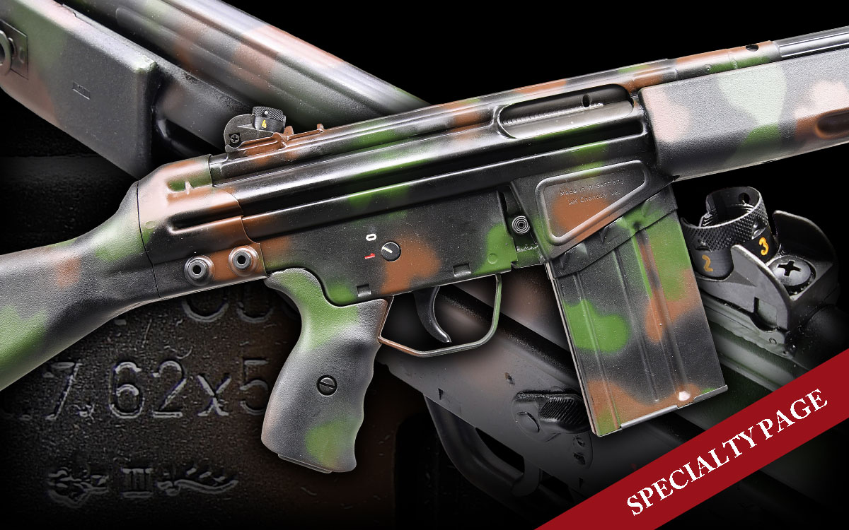 EXTREMELY RARE LIKE-NEW HK 91 NATO WOODLAND CAMO RIFLE