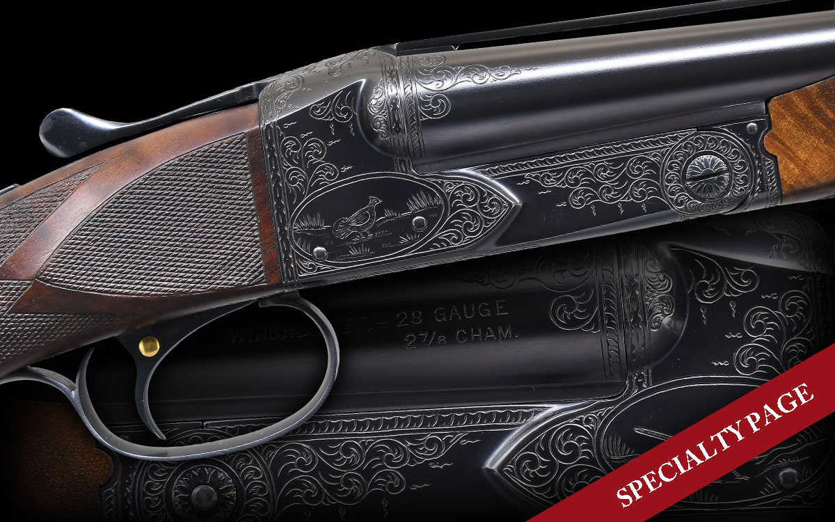 SPECTACULAR WINCHESTER MODEL 21 DELUXE SKEET NO. 5 ENGRAVED THREE GAUGE SET SXS SHOTGUN