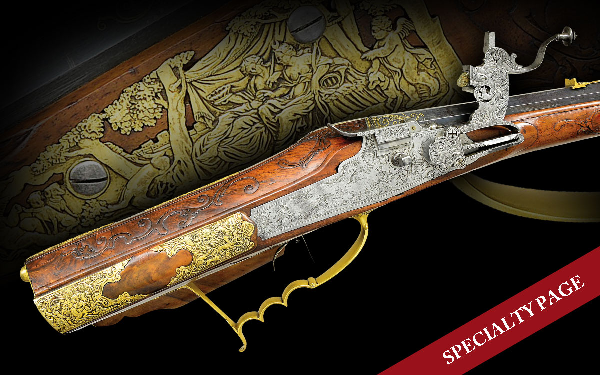 A SPLENDID GILT MOUNTED BOHEMIAN WHEELLOCK SPORTING RIFLE BY PAUL POSER IN PRAG