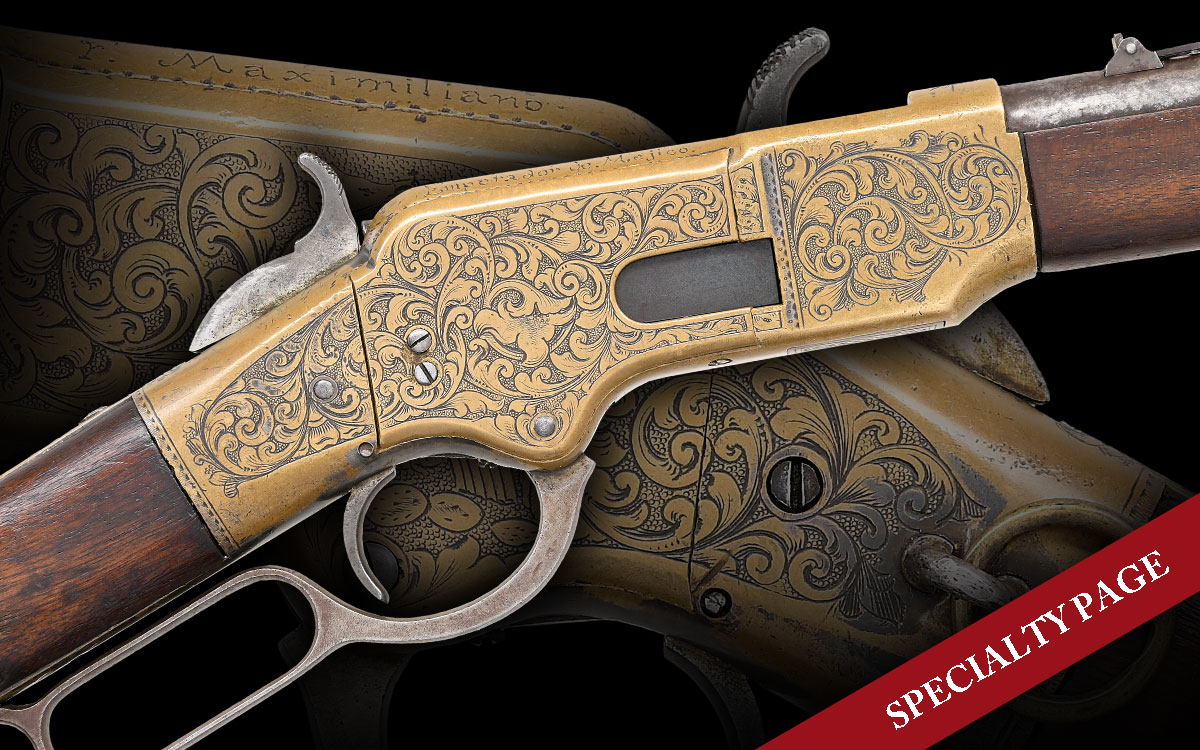 VERY EARLY ENGRAVED WINCHESTER 1866 FIRST MODEL FLATSIDE CARBINE