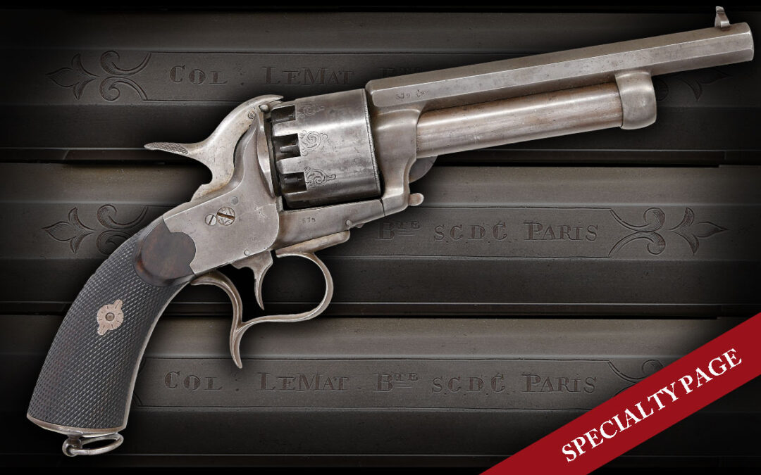 FINE & SCARCE TRANSITIONAL CONFEDERATE LEMAT REVOLVER WITH ENGRAVED CYLINDER