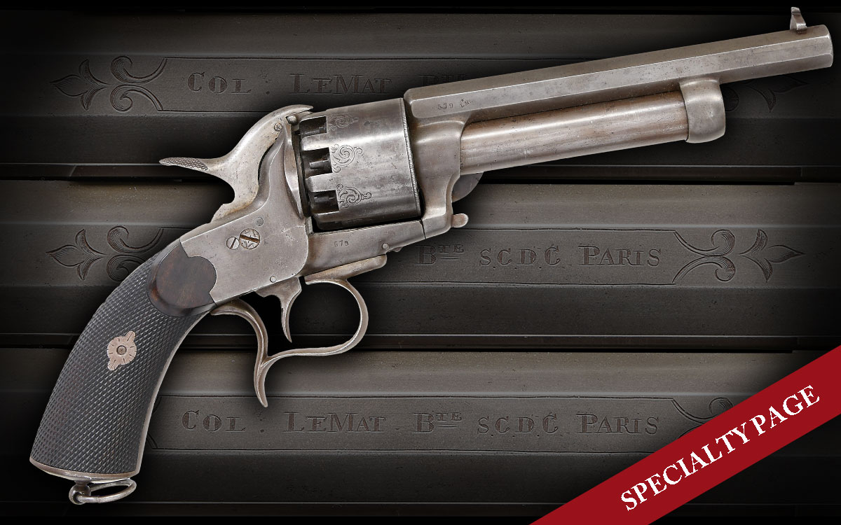 FINE & SCARCE TRANSITIONAL CONFEDERATE LEMAT REVOLVER WITH ENGRAVED CYLINDER