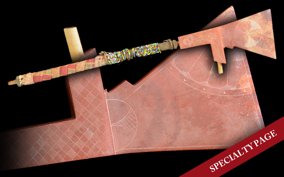 FINE NATIVE AMERICAN DECORATED CATLINITE PIPE