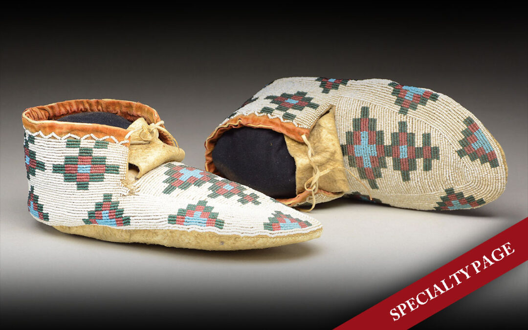 FINE PAIR BEADED NATIVE AMERICAN MOCCASINS