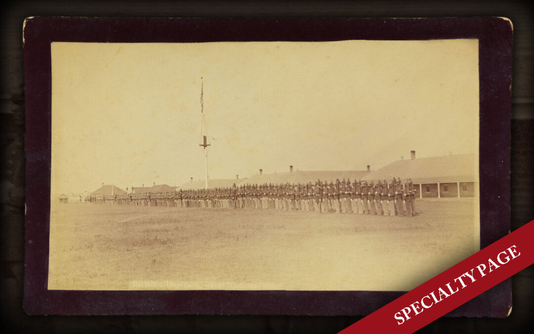 RARE INDIAN WAR ERA PHOTO OF 9TH US CAVALRY “BUFFALO SOLDIERS” IN BATTALION INSPECTION