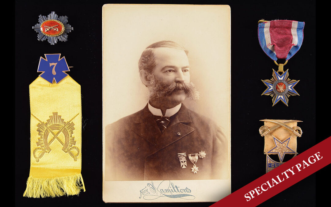 EXTREMELY RARE & EXEMPLARY TIFFANY GOLD CUSTER VALOR MEDAL & OTHER DECORATIONS OF COLONEL GEORGE BRIGGS, 7TH MICHIGAN CAVALRY