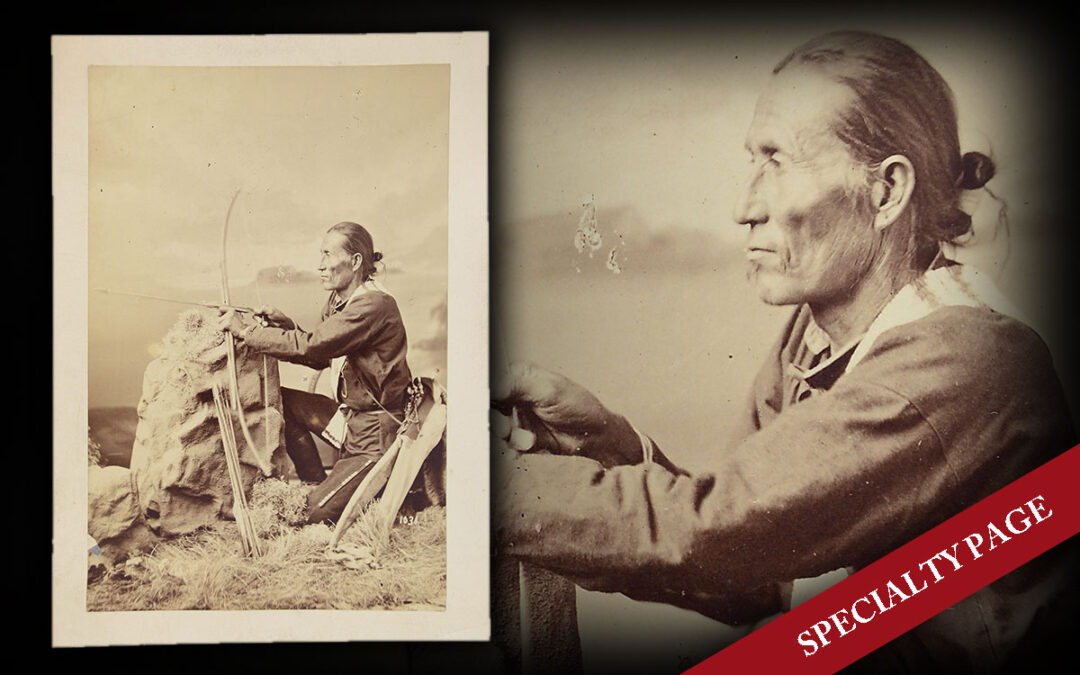 FINE IMAGE OF “LIGHT BEARD” WITH BOW & ARROW, CIRCA 1874