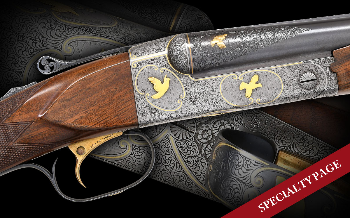 CUSTOM WINCHESTER MODEL 21 SKEET GUN BY PACHMAYR WITH SUPERB ENGRAVING AND RELIEF GOLD INLAY BY RICHARD BOUCHER
