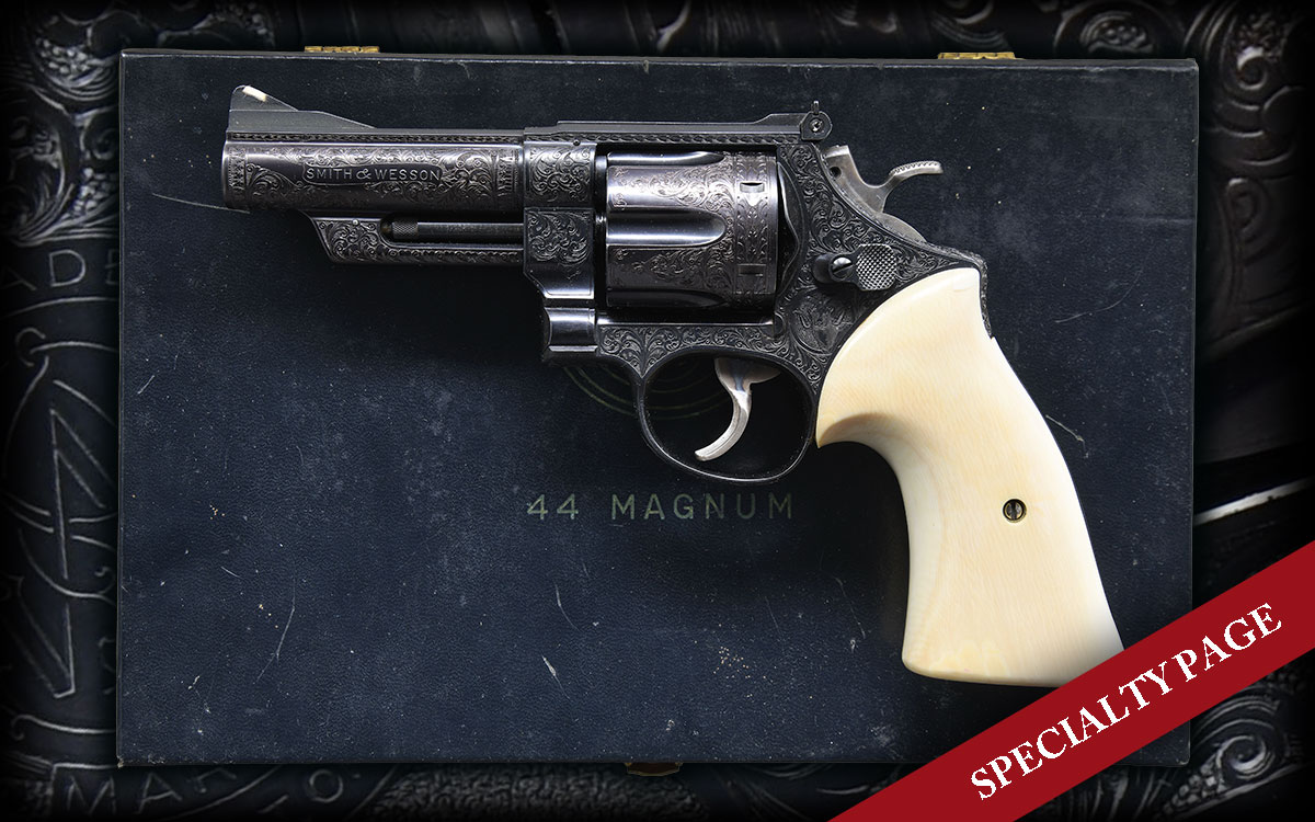 TOMMY J. KAYE ENGRAVED S&W 4-SCREW 4″ PRE-MODEL 29 CASED REVOLVER