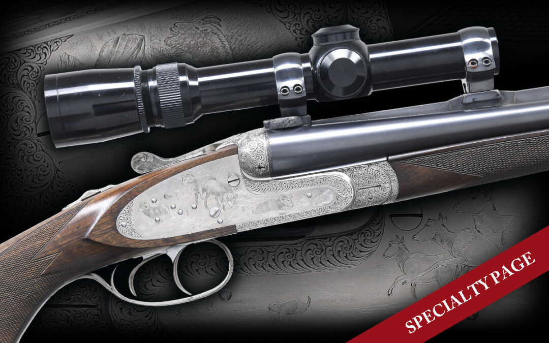 GOOD QUALITY BELGIAN SIDELOCK DOUBLE RIFLE WITH ENGRAVING BY R. CAPECE WITH SCOPE