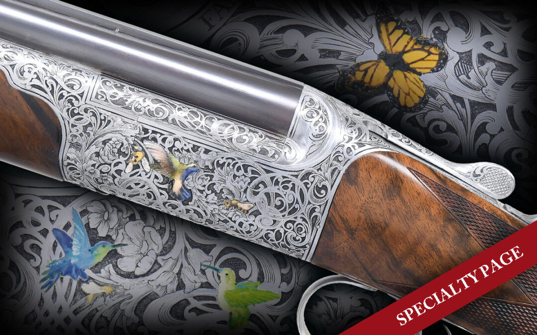 FEGA AWARD WINNING, SUBLIME HUMMINGBIRD DECORATED 20 GA. A&S POSEIDON O/U SINGLE TRIGGER GAME GUN