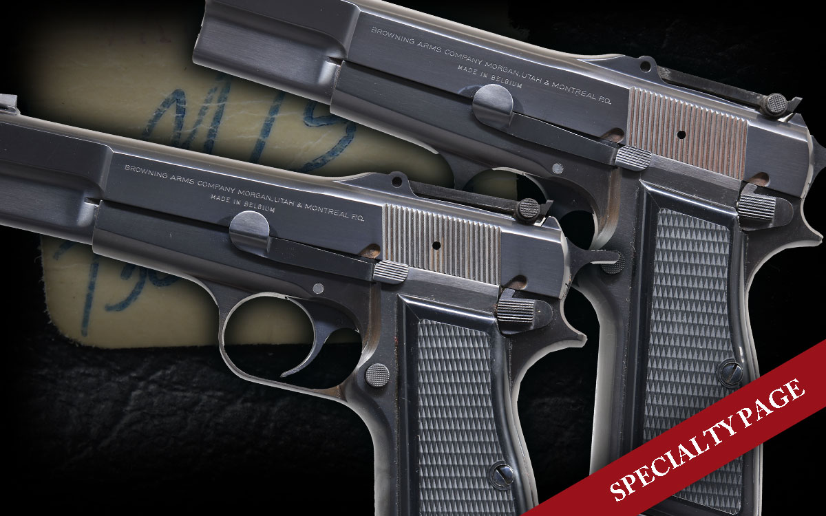 FABULOUS CONSECUTIVE PAIR OF 1973 BELGIAN BROWNING HIGH POWER “EL CAPITAN” SEMI-AUTOMATIC PISTOLS WITH MATCHING FACTORY SOFT CASES