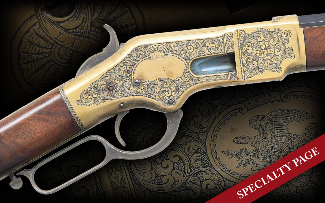 LOUIS D. NIMSCHKE HIGHLY ENGRAVED WINCHESTER 1866 LEVER ACTION RIFLE