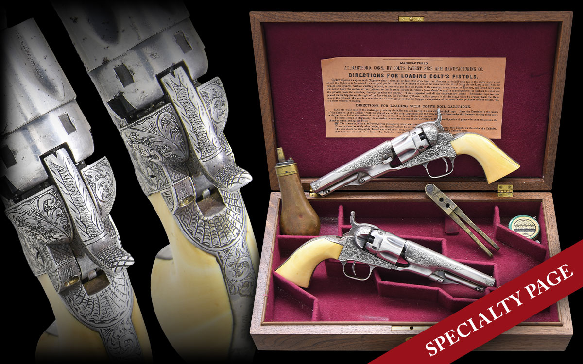 CONSECUTIVE PAIR OF CIVIL WAR COLT MODEL 1862 POCKET POLICE INSCRIBED & ENGRAVED REVOLVERS, JOHN MCFARLAND, INDIANA VOLUNTEERS