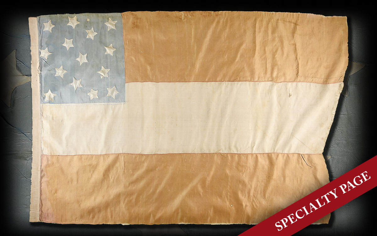 RARE 14 STAR CONFEDERATE “STARS & BARS” BATTLEFLAG OF LT. RUSSELL CAPLES, SEARCY MISSOURI CAVALRY