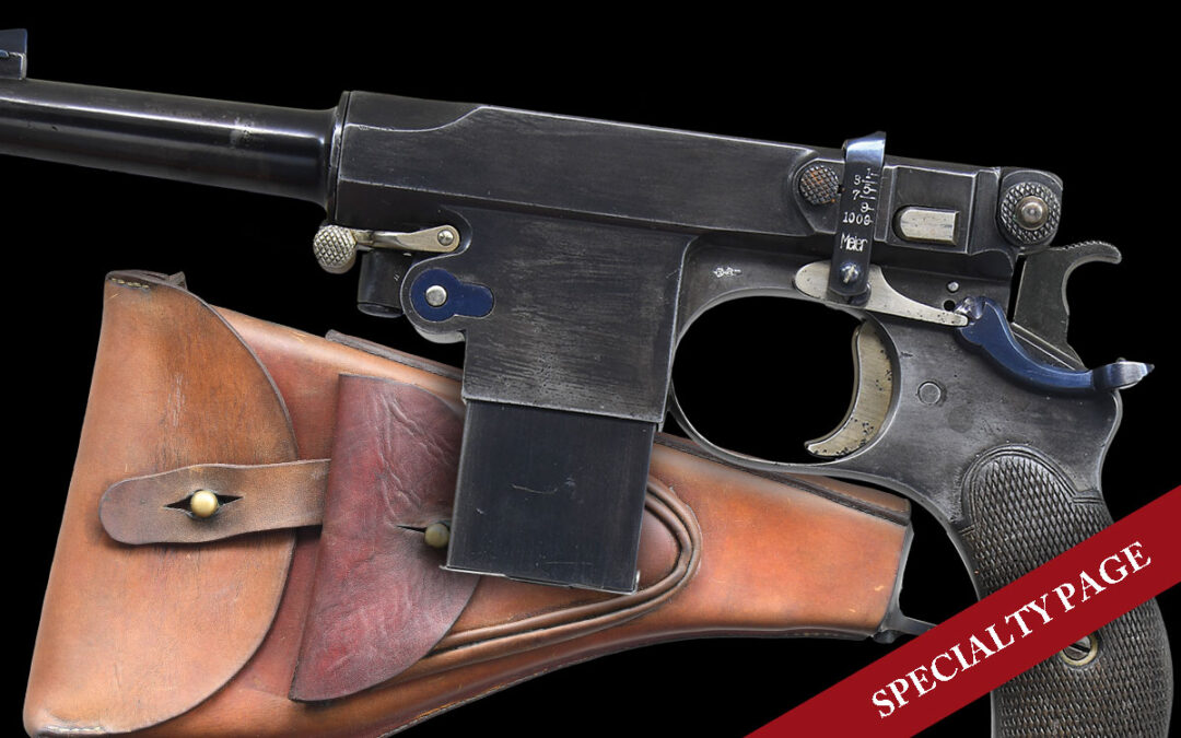 FABULOUS BERGMANN MODEL 1897, NO. 5 PISTOL WITH CORRECT SHOULDER STOCK