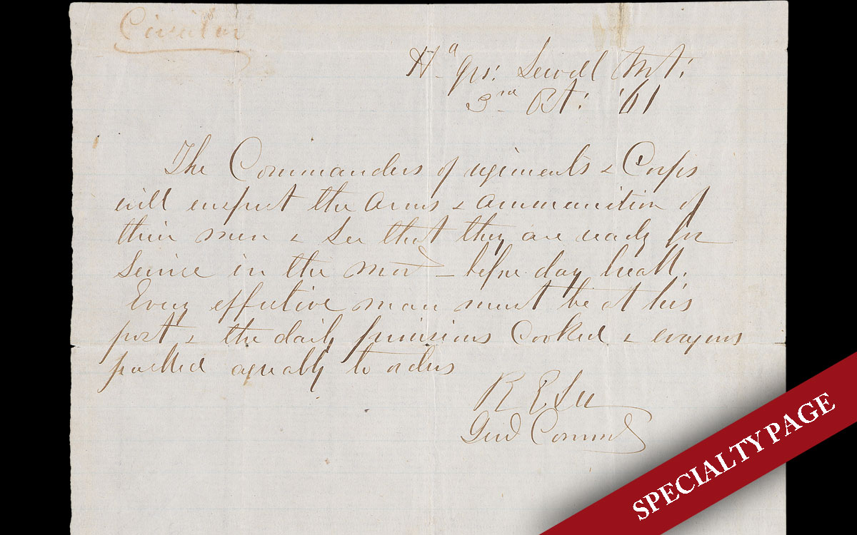 WARTIME ROBERT E LEE SIGNED MANUSCRIPT CIRCULAR