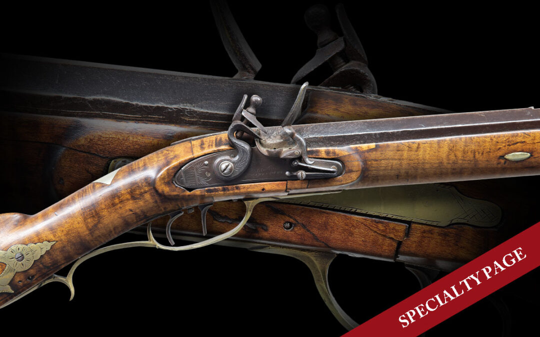 WILLIAM HAWKEN HEAVY FULL STOCK FLINTLOCK RIFLE