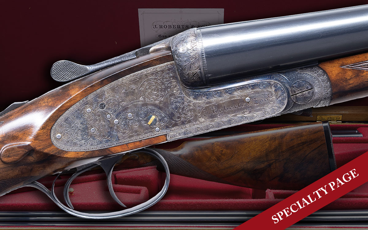 CASED J. ROBERTS & SON MATCHED PAIR BEST QUALITY SELF OPENING SIDELOCK EJECTOR SXS SHOTGUNS
