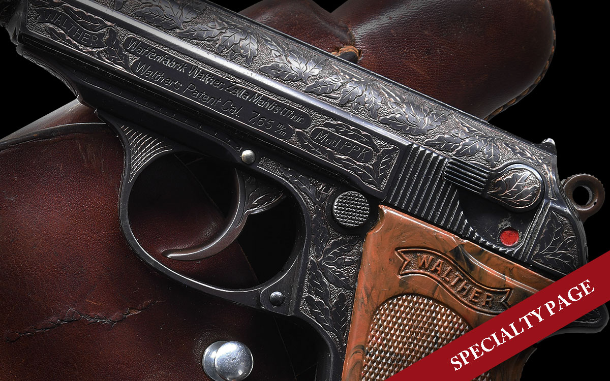 HIGHLY ENGRAVED WALTHER MODEL PPK WITH LUFTWAFFE PHOTOS & DOCUMENT PERTAINING TO CAPTAIN RUDOLF PUCHINGER