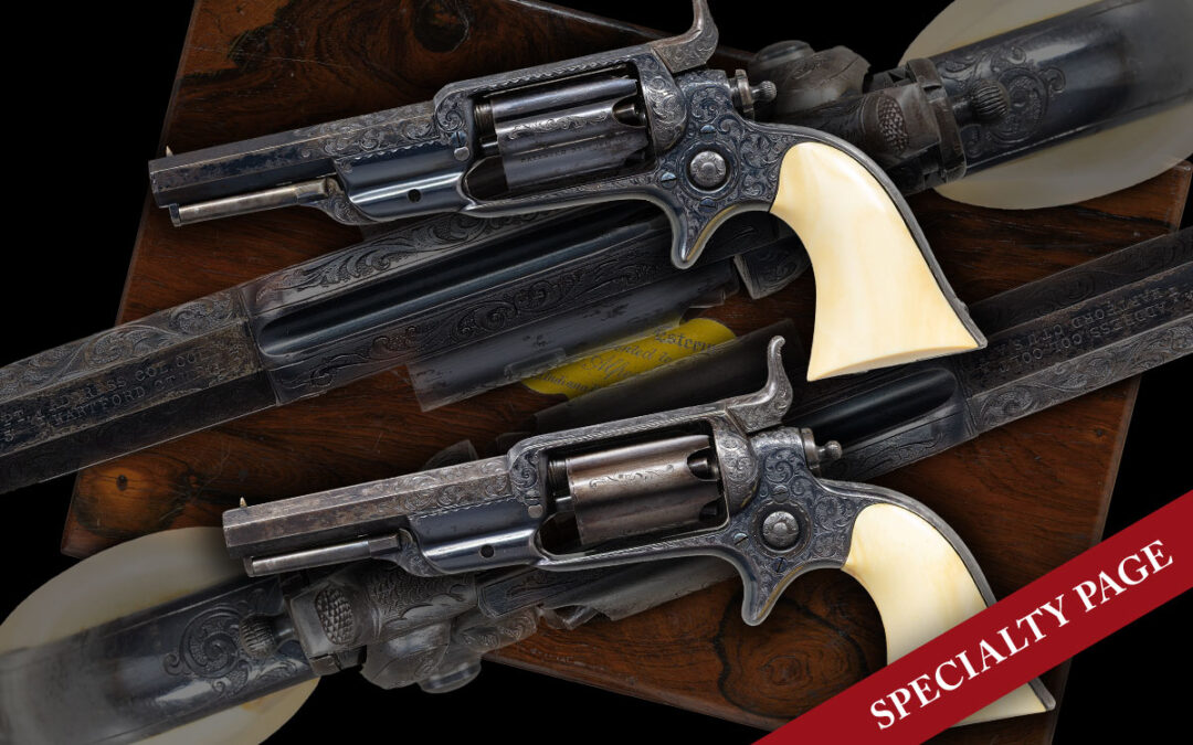 RARE DOUBLE CASED FACTORY ENGRAVED “CIVIL WAR GENERAL ALFRED DUFFIE” PRESENTATION COLT MODEL 1855 ROOT REVOLVERS