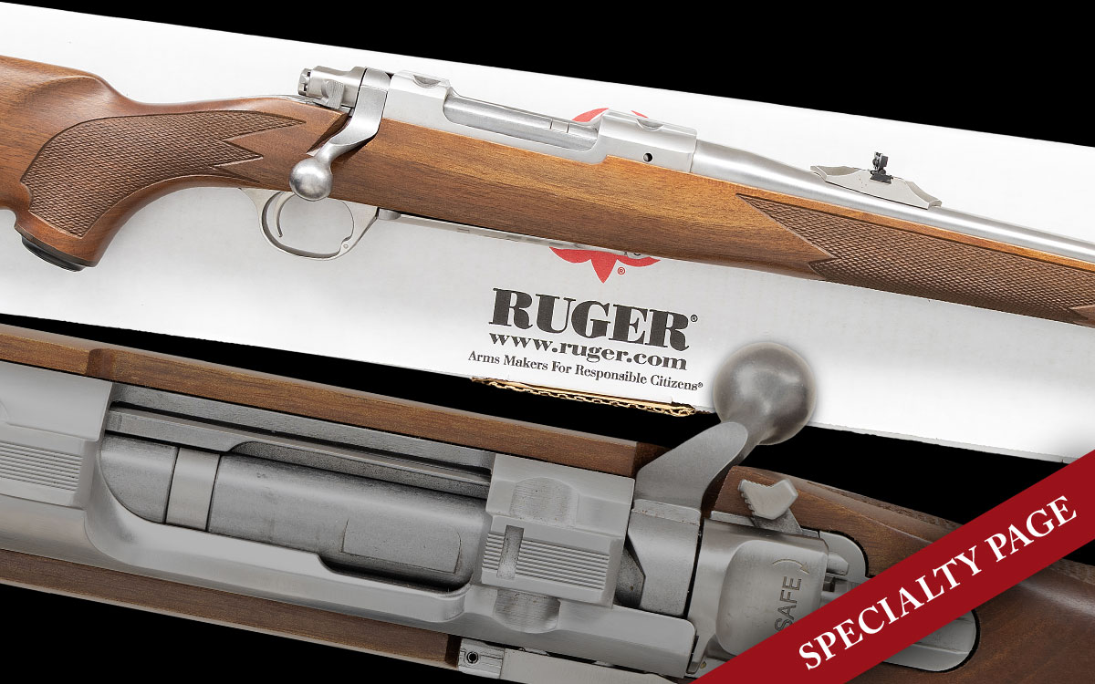 NEAR NEW, LIPSEY’S EXCLUSIVE RUGER M77 HAWKEYE INTERNATIONAL 223 REM. BOLT ACTION RIFLE WITH CERTIFICATE OF AUTHENTICITY & MATCHING FACTORY BOX