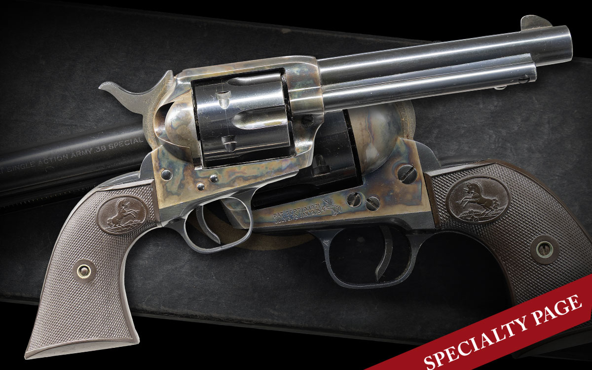 HIGHLY SOUGHT AFTER, DOCUMENTED EMPLOYEE SHIPPED  PRE-WAR / POST WAR .38 SPECIAL COLT SAA REVOLVER WITH LETTER & ORIGINAL BOX