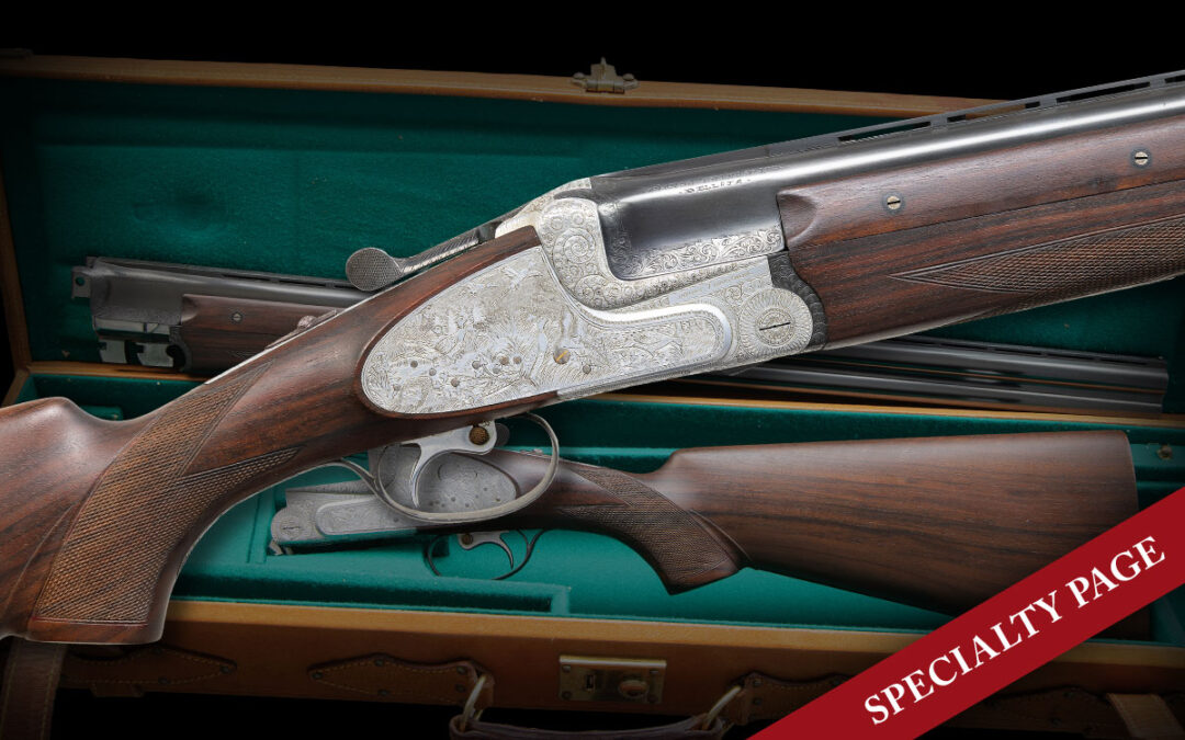 FINE CONDITION AYA MODEL 37 SUPRA O/U EJECTOR SINGLE TRIGGER GAME GUN WITH CASE