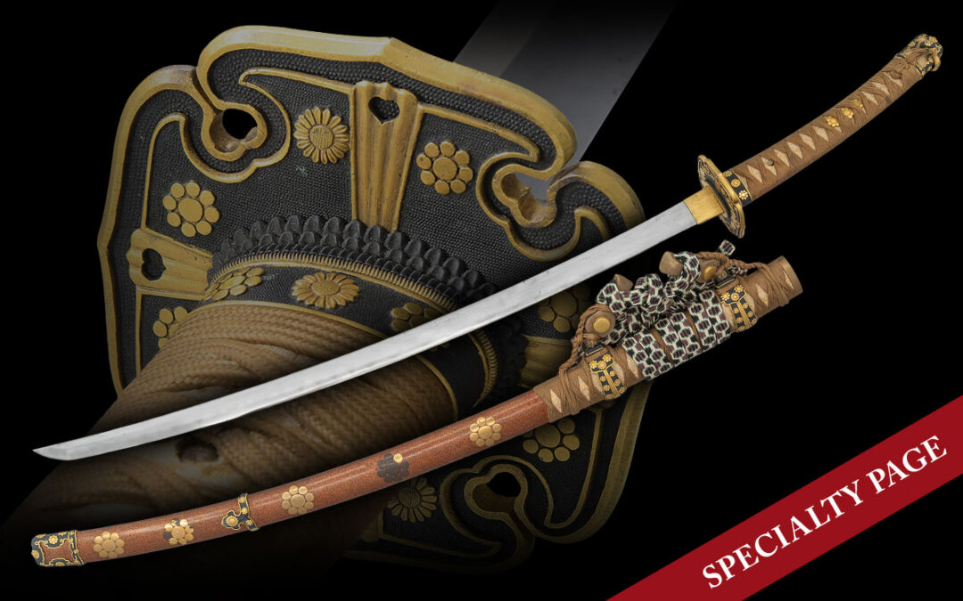 EXQUISITE JAPANESE GOLD DECORATED KATANA WITH TACHI MOUNTS