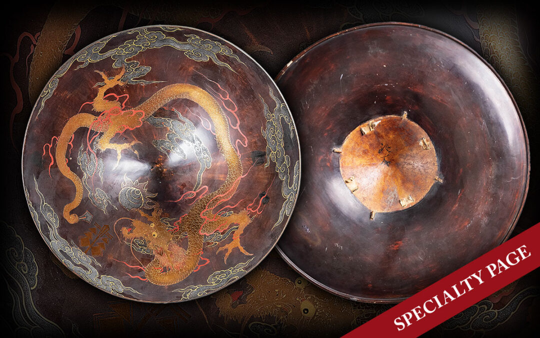 FINE LACQUERED EDO TO MEIJI PERIOD JAPANESE SAMURAI JINGASA