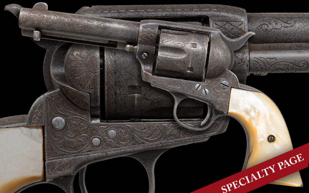 INTERESTING FACTORY ENGRAVED FIRST GEN SAA REVOLVER WITH DOCUMENTED GOLD INLAID INSCRIPTION TO FORMER NEW MEXICO DEPUTY SHERIFF, DON M. TURNER