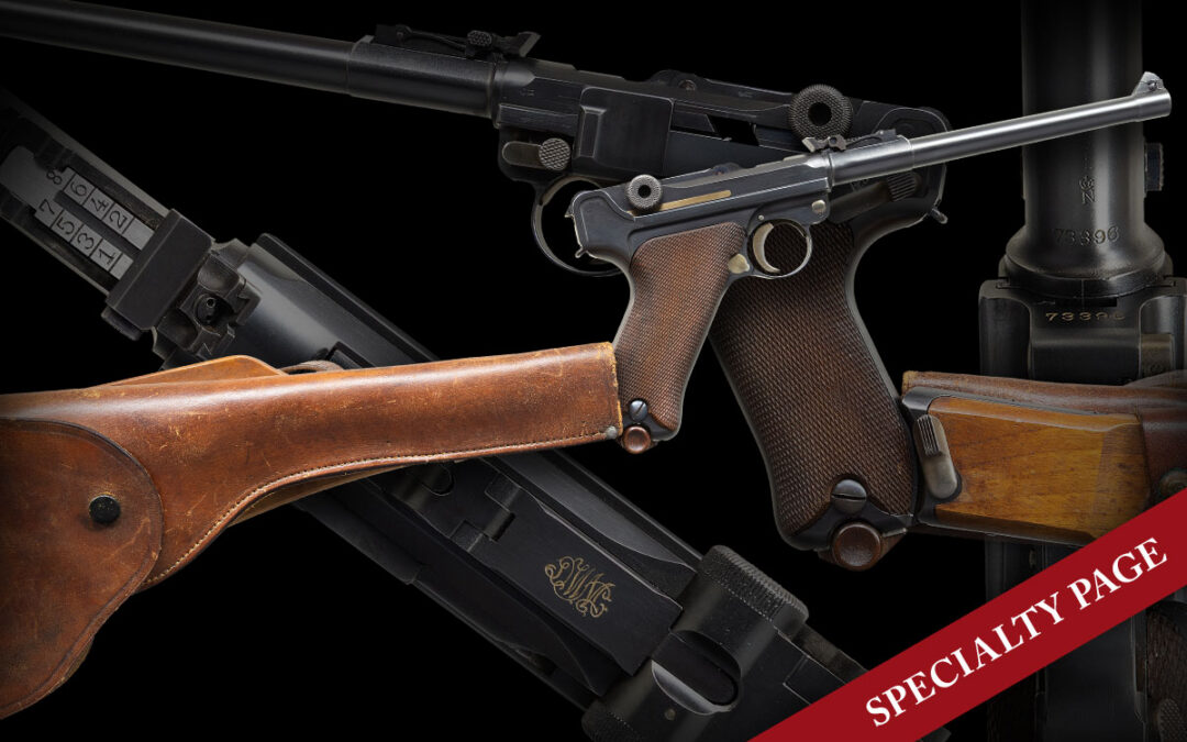 BEAUTIFUL AND WELL DOCUMENTED DWM COMMERCIAL ARTILLERY LUGER WITH VL&D HOLSTER, MATCHING BOARD STOCK WITH STRAPS