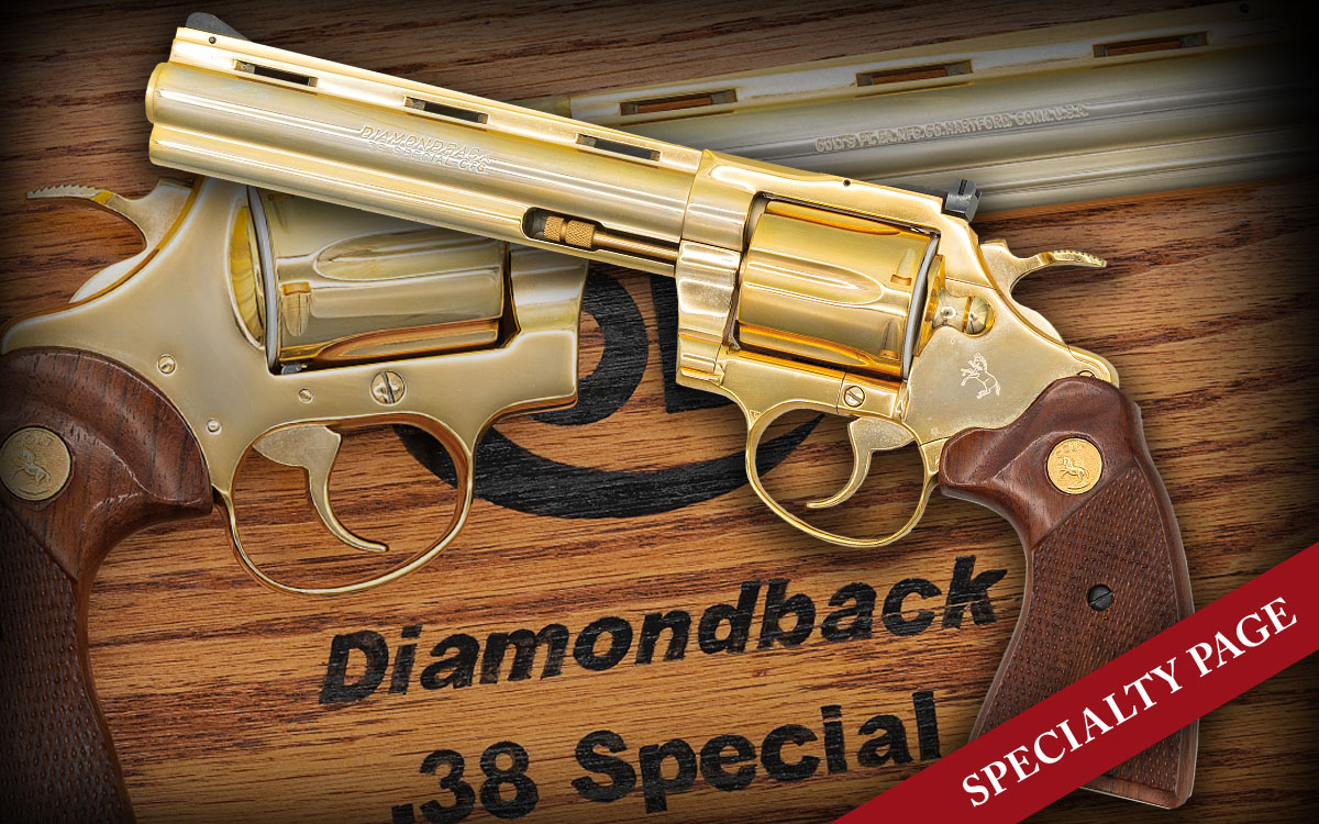 BEAUTIFUL 24 KARAT GOLD PLATED COLT CUSTOM SHOP DIAMONDBACK DA REVOLVER
